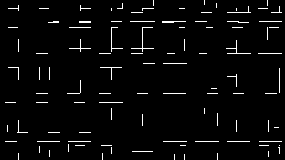 Facade window line map extracted with MLSD distance threshold 5.
