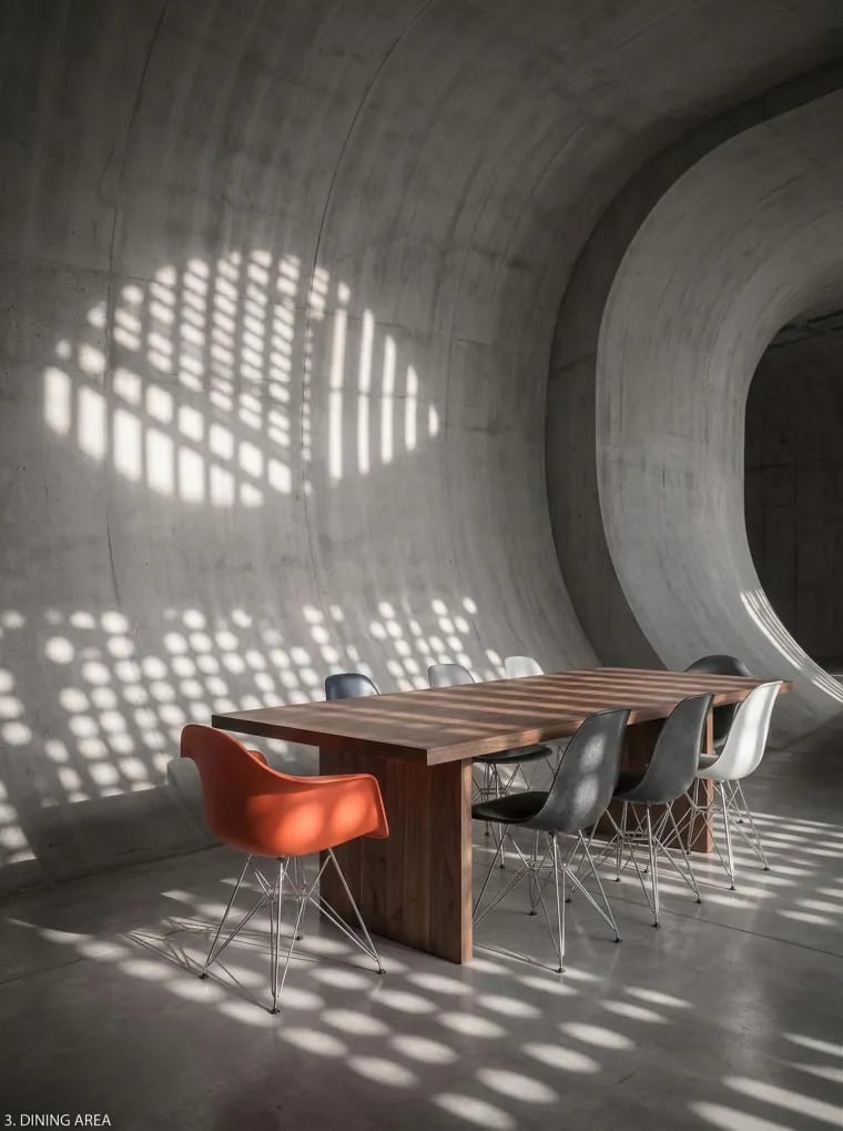 Architectural inspiration: a sculptural concrete dining room