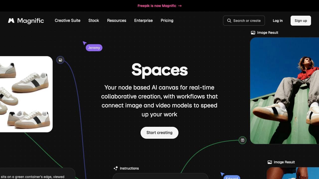 Magnific Spaces public landing page, captured September 26, 2026.