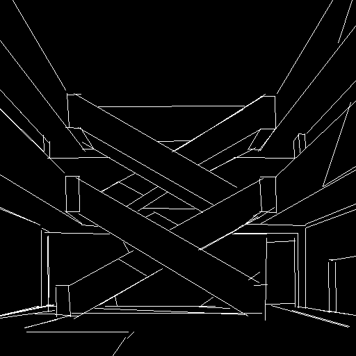 Architectural staircase wireframe extracted with MLSD Line Detection.
