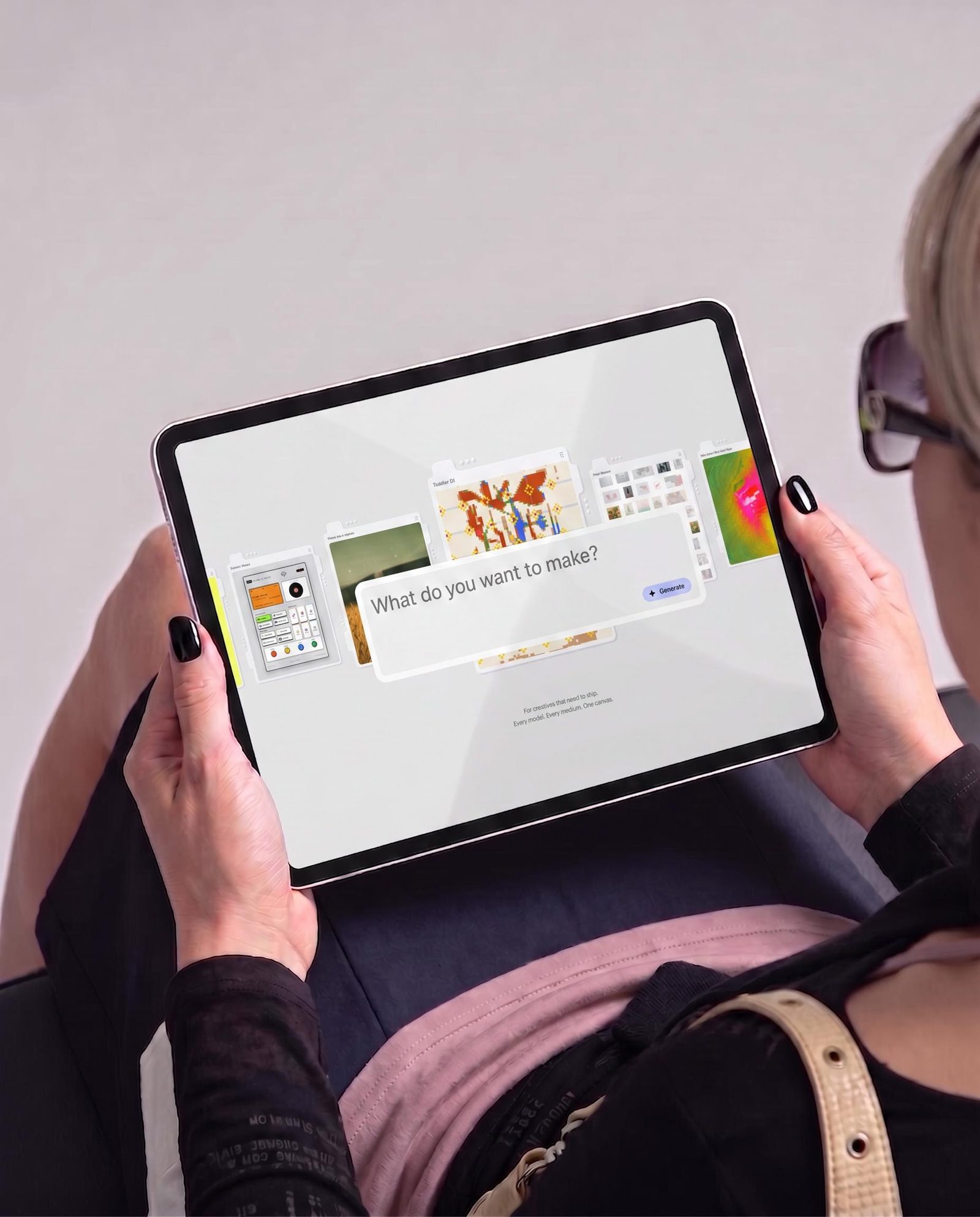 Illustrative concept of a person reviewing a website design on a tablet.