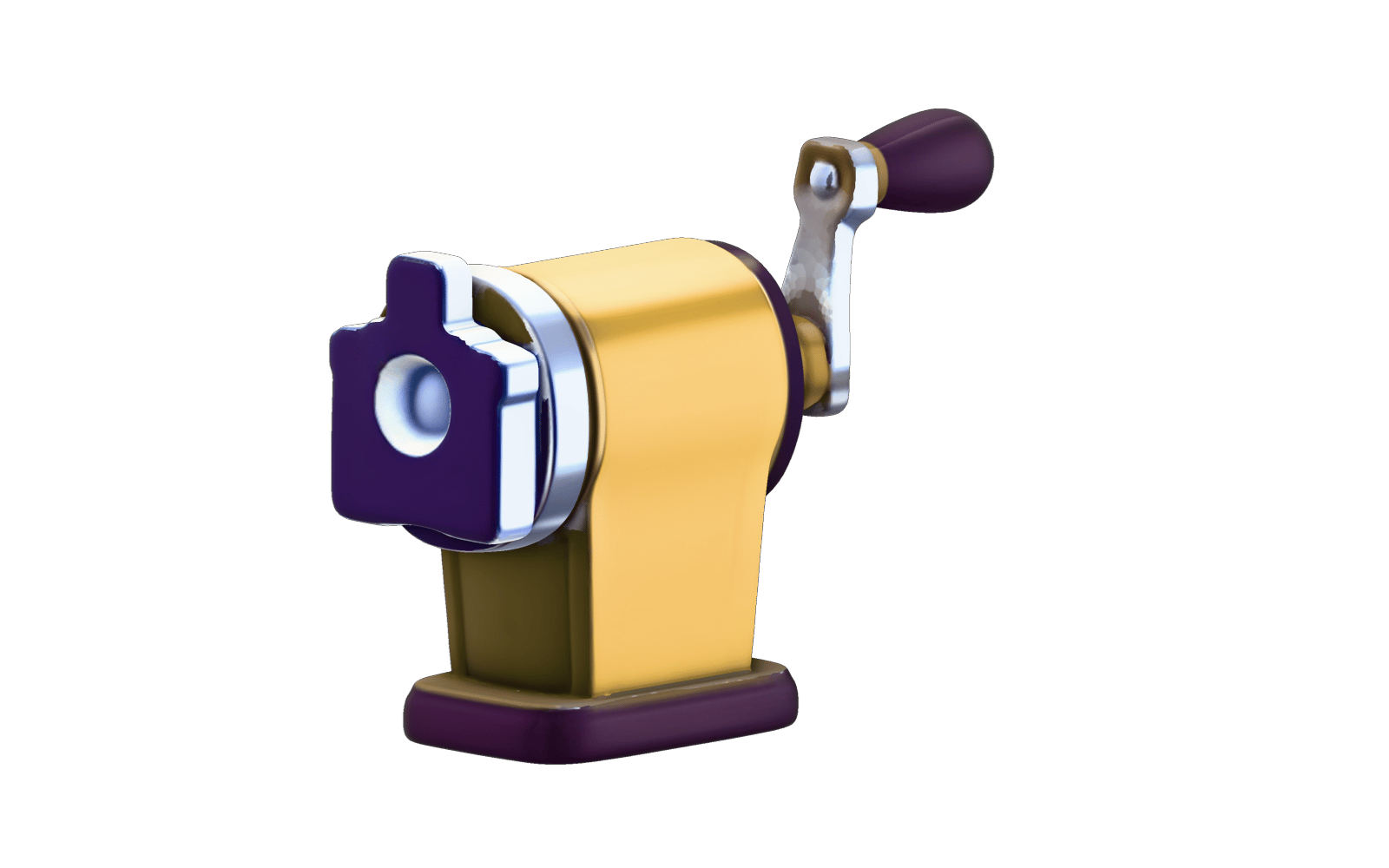 Brass and purple pencil sharpener reconstructed from multiple views