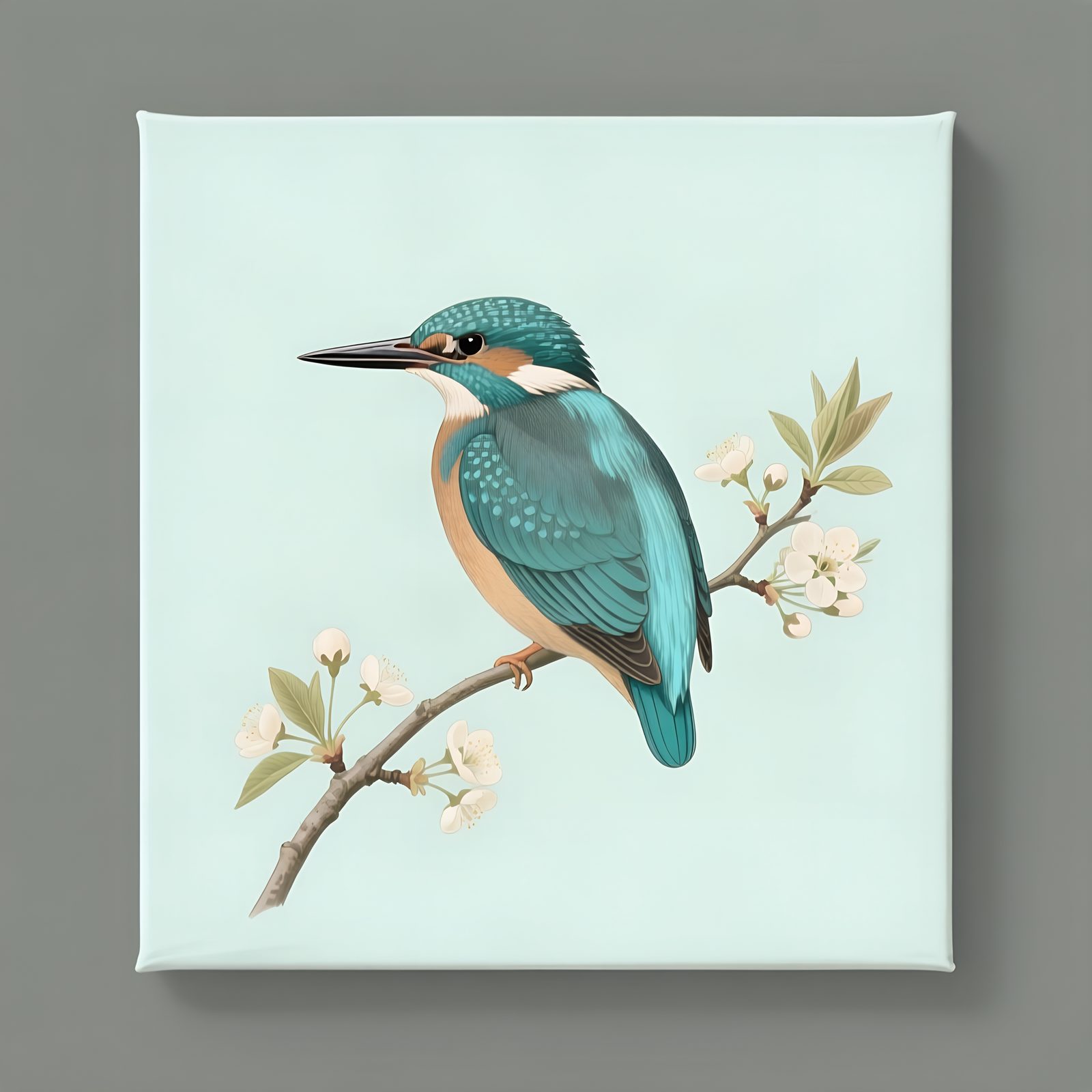 Detailed kingfisher botanical illustration enlarged fourfold with Recraft Upscale.