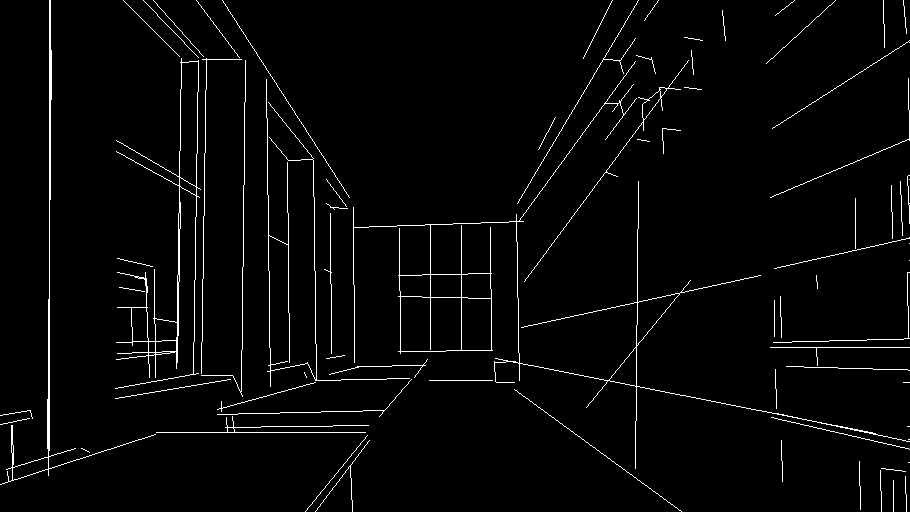 Reading-room line map extracted with MLSD score threshold 0.3.