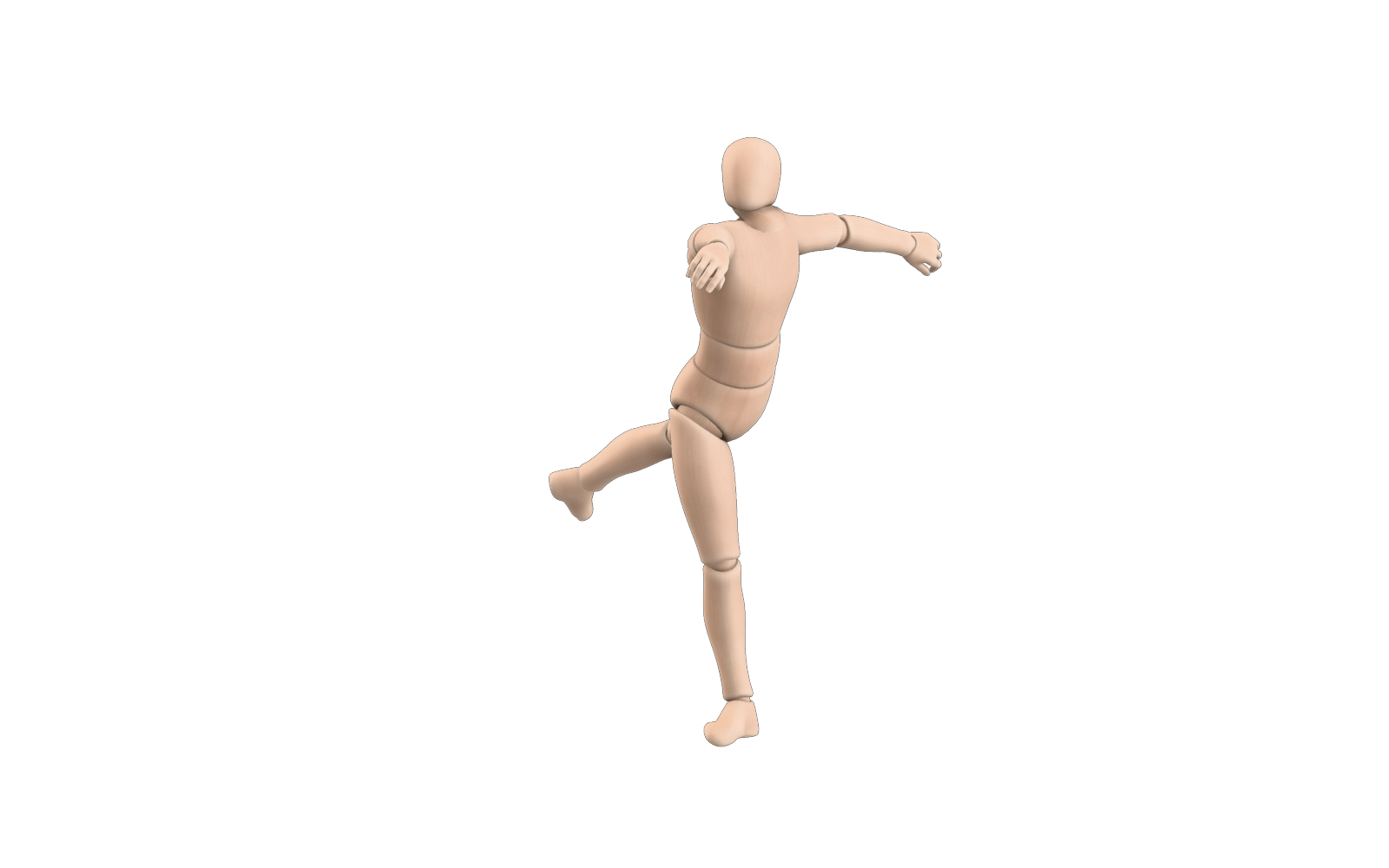 Ballet arabesque pose from a native Hunyuan Motion animation, rendered on a transparent background.