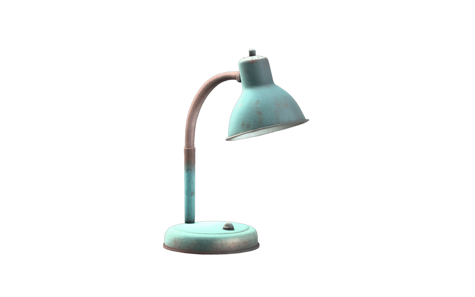 Teal desk lamp isolated from a cluttered source photograph by SAM 3D