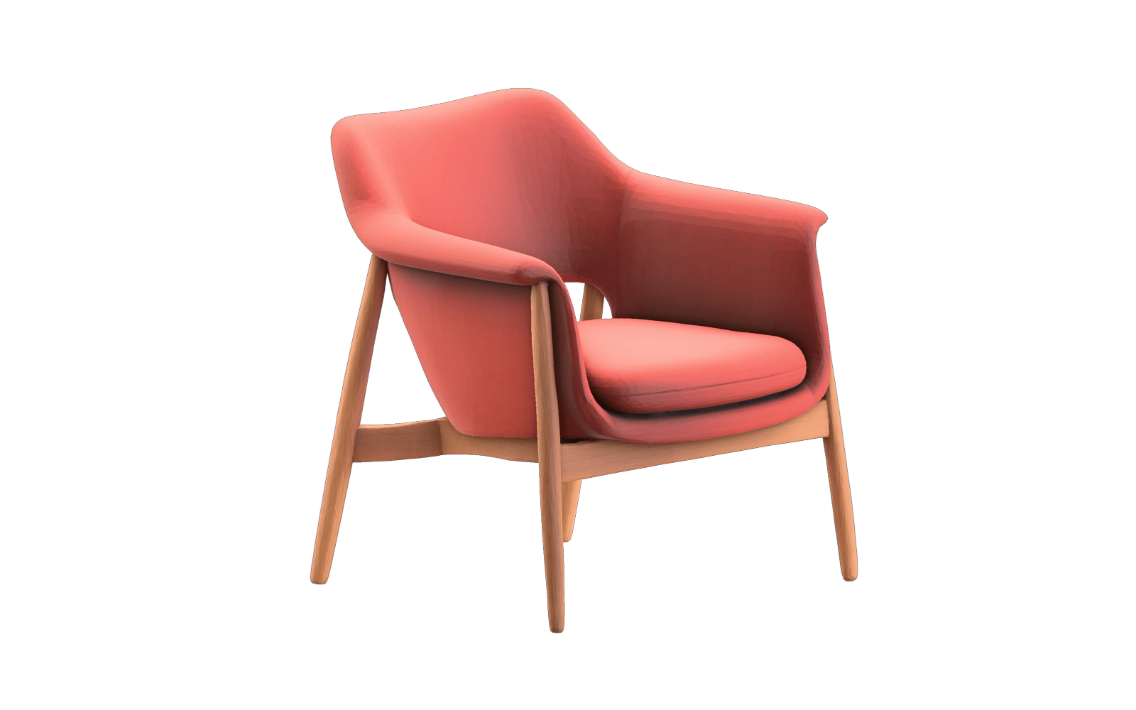 SAM 3D reconstruction of an upholstered coral armchair