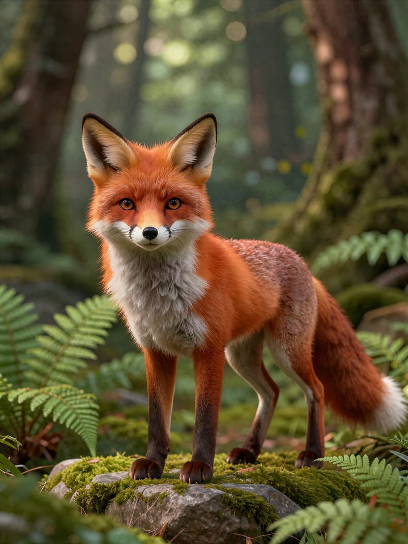 Red fox woodland render enhanced using Topaz Bloom 2 with color preservation.