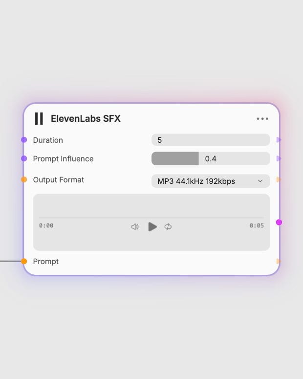 ElevenLabs SFX: Export Production Audio. Real local Fuser canvas capture.