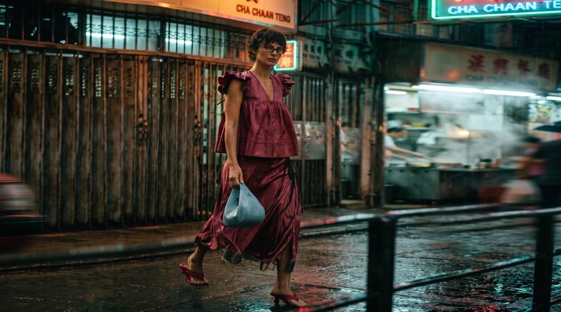 Editorial fashion campaign with electric color contrasts