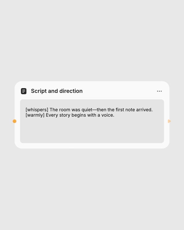 ElevenLabs TTS: Script with directorial cues. Real local Fuser canvas capture.