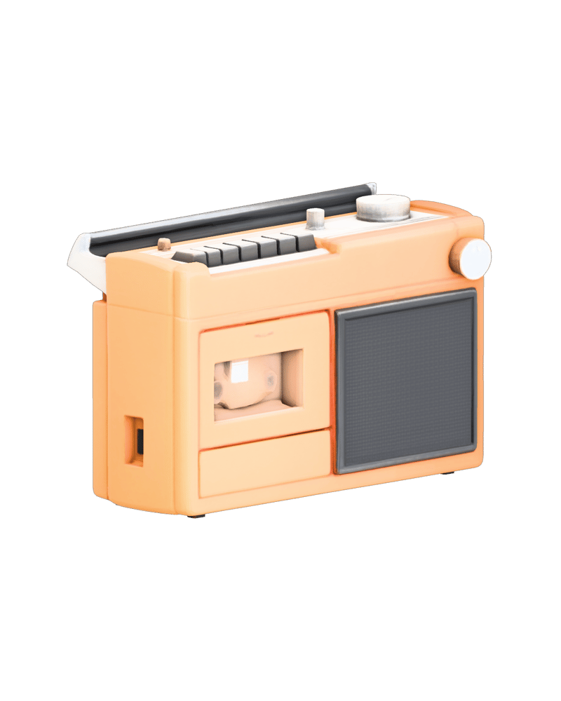 Mustard portable radio reconstructed with its UV texture