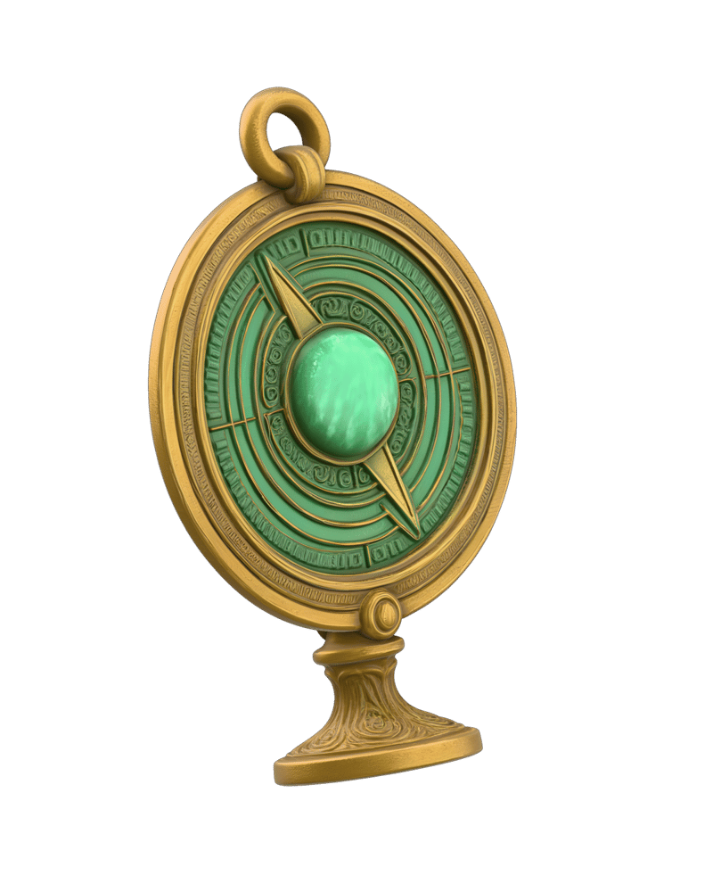 Gold and emerald fantasy astrolabe, generated with Hunyuan3D V3.