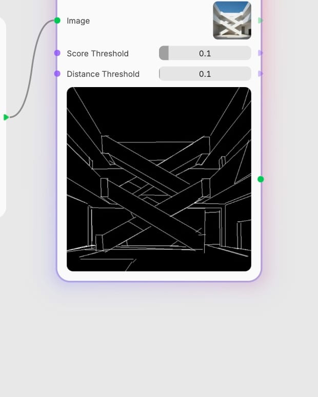 Completed structural wireframe output from MLSD Line Detection in Fuser.