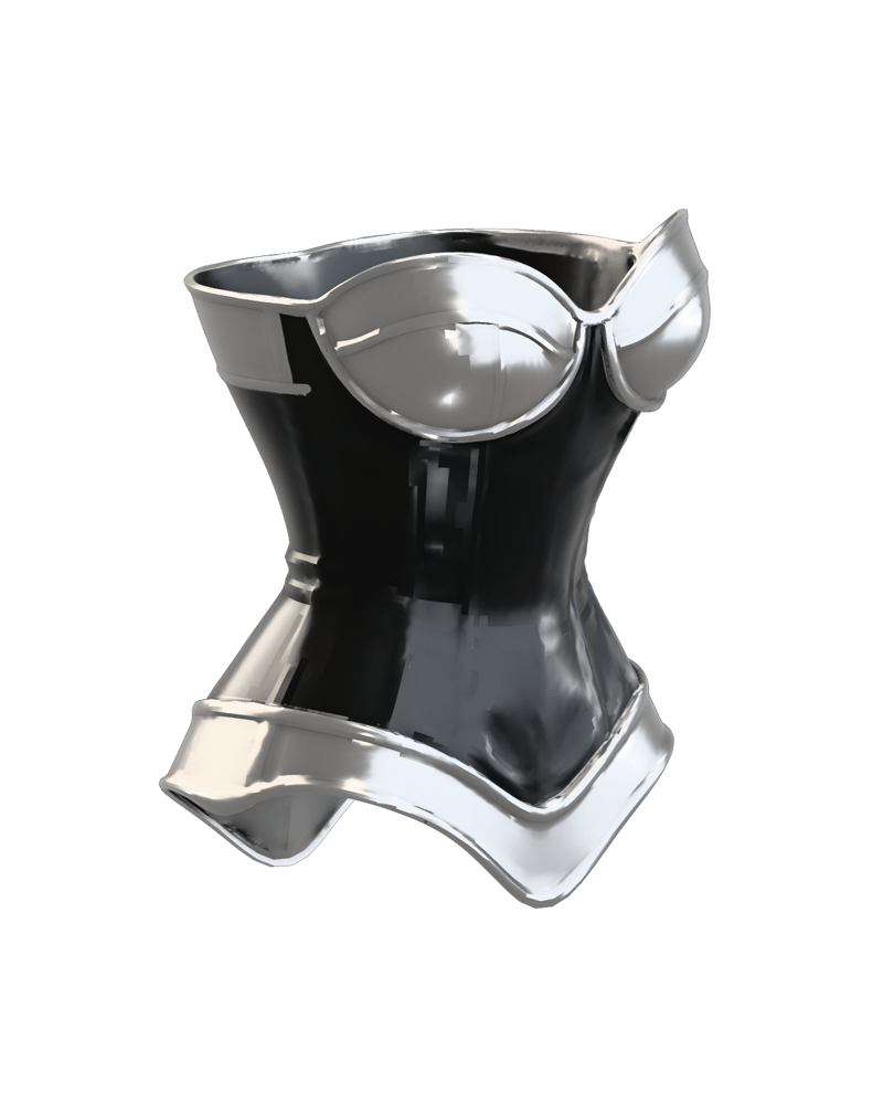 Silver and black armor corset remeshed by Meshy