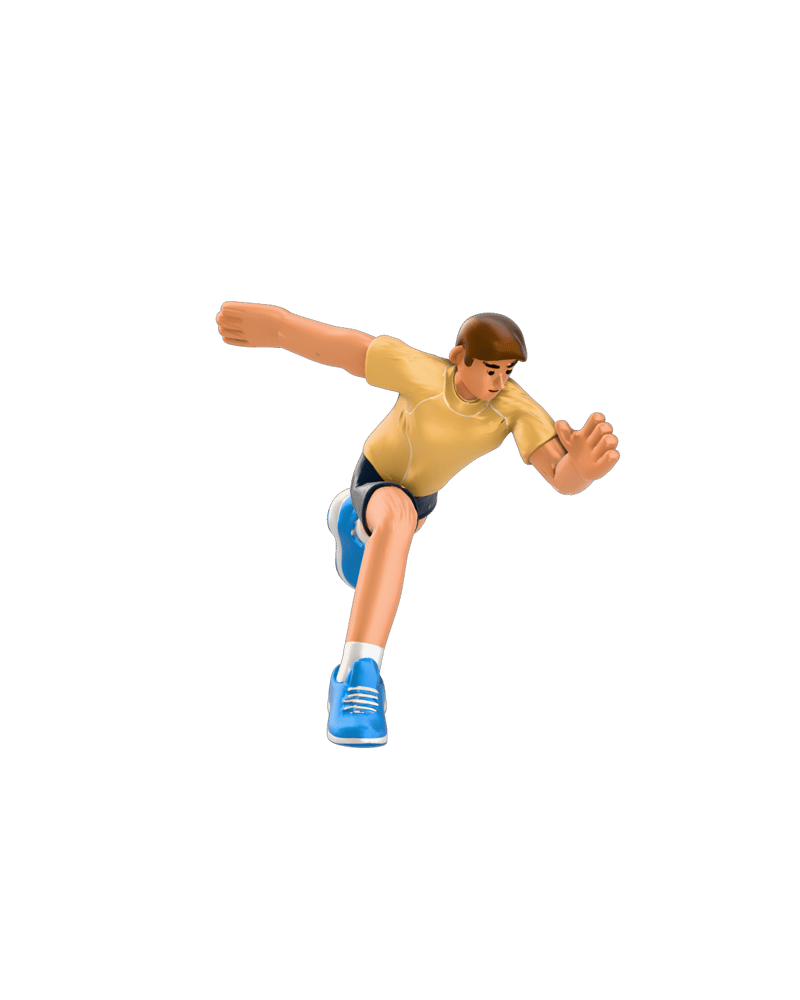 Character rigged and posed using native Meshy Rigging: gallery athletic.