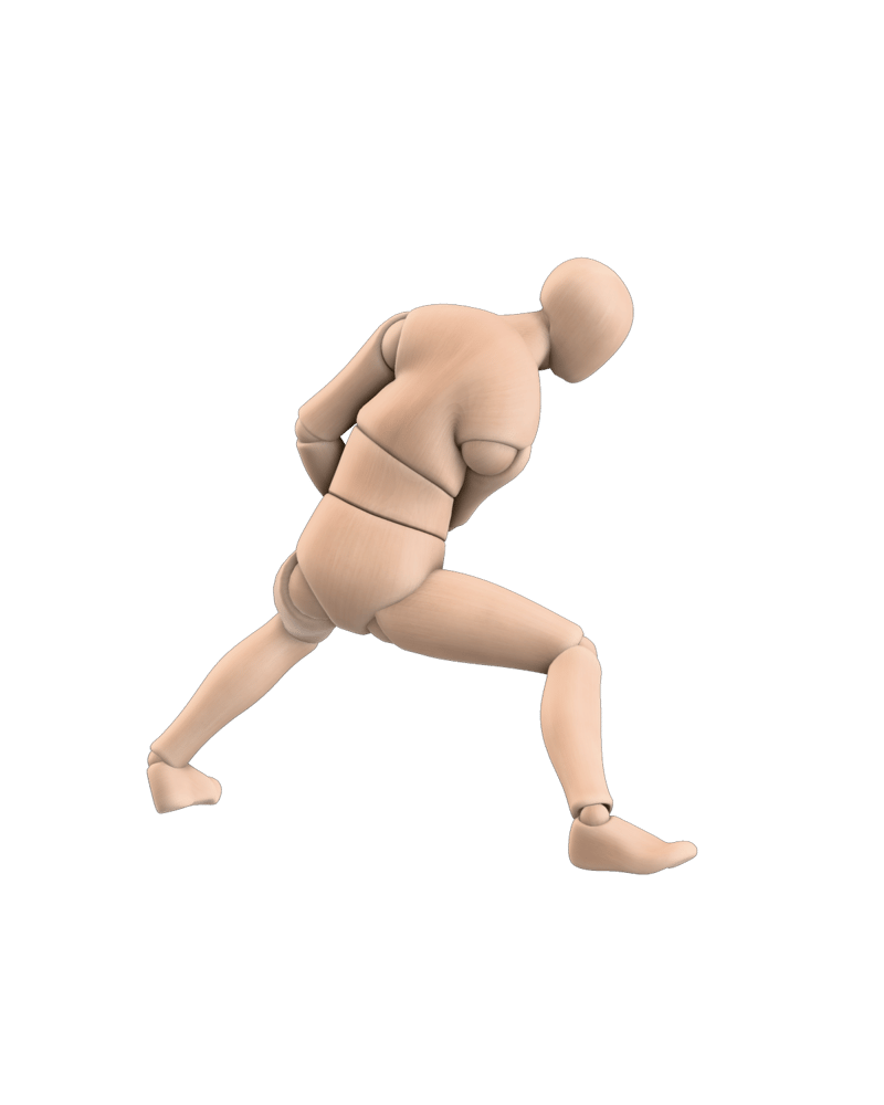 Side-lunge pose from a four-second Hunyuan Motion sequence.