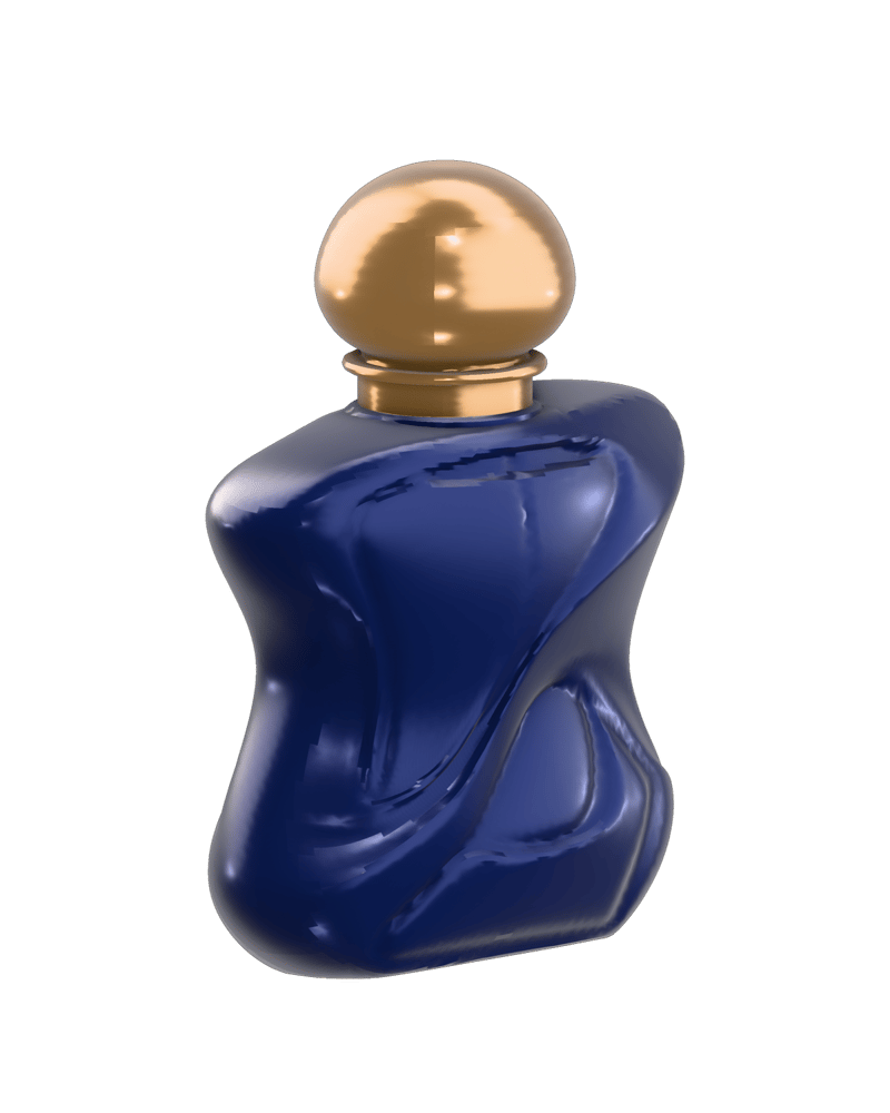 Cobalt sculptural perfume bottle remeshed by Meshy
