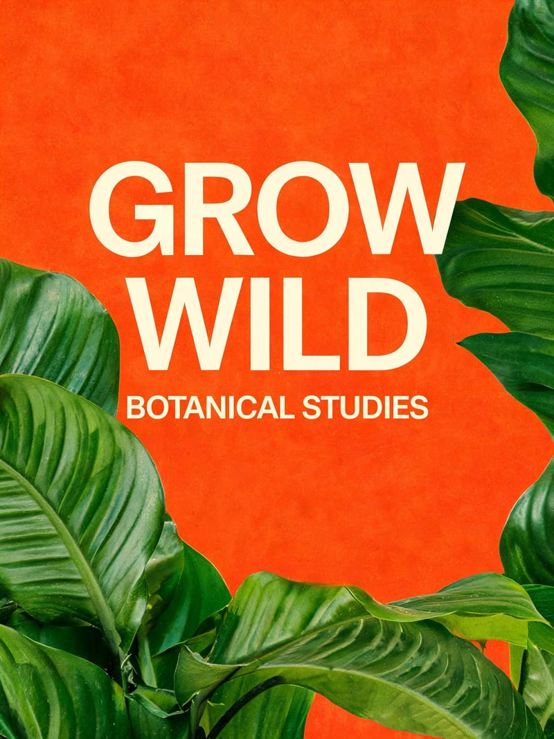 Orange botanical poster with the words GROW WILD and BOTANICAL STUDIES, generated with Seedream 5.0 Lite.