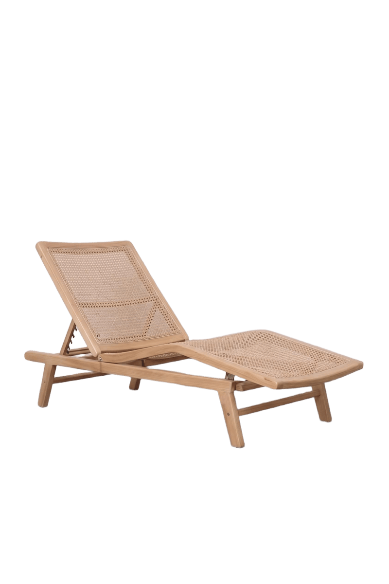 Natural wood lounger and furniture edge definition