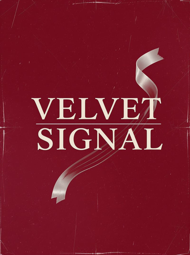 VELVET SIGNAL album artwork with ivory lettering and silver ribbons on oxblood.