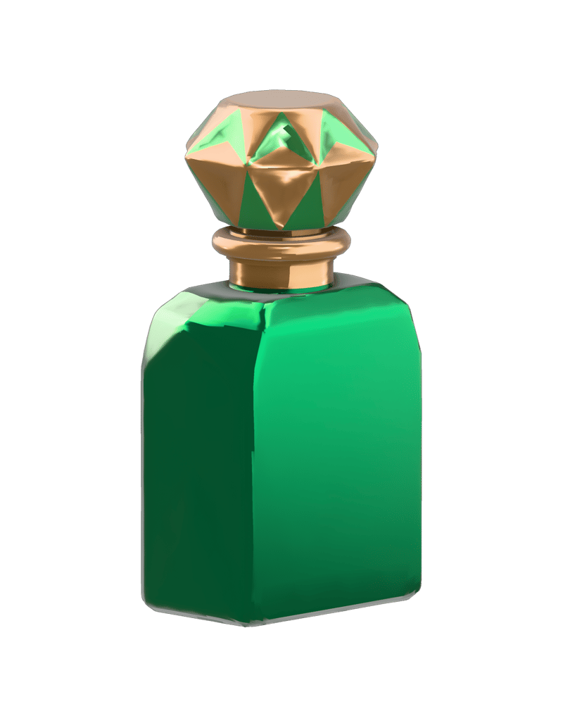 Emerald perfume bottle remeshed to a low polygon budget