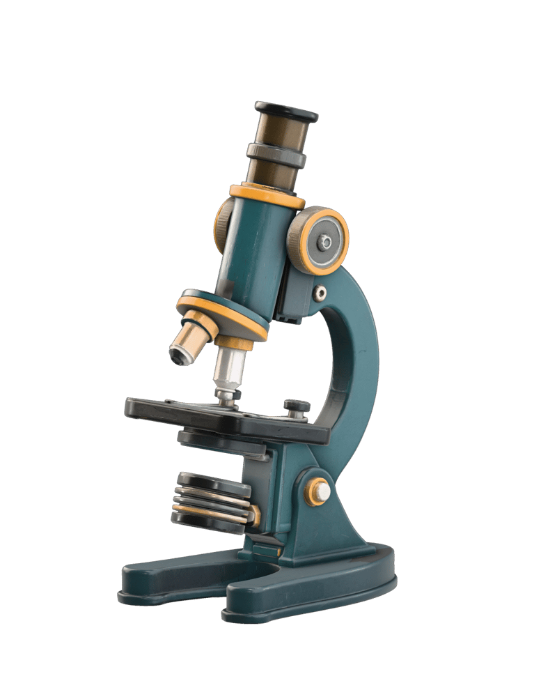 Native Meshy retexture of an archival microscope with aged brass fittings and selective oxidation.