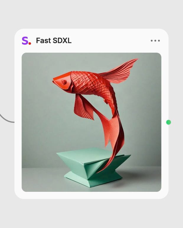 Completed native square origami koi image in the Fast SDXL node in Fuser.
