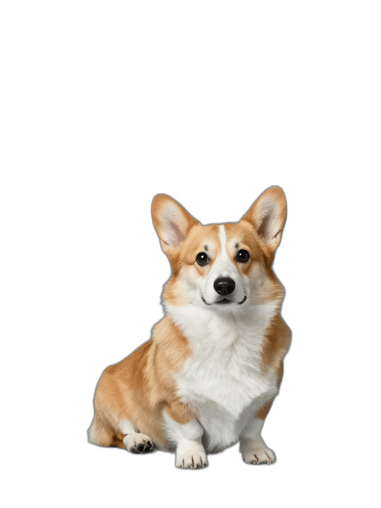 Tan and white corgi isolated with a transparent background.