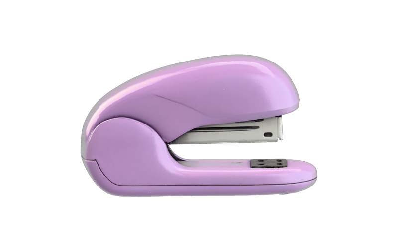 playful lilac sculptural desktop stapler with rounded pearlescent shell, simple attractive industrial design — rendered from a native tripo-3d 3D generation
