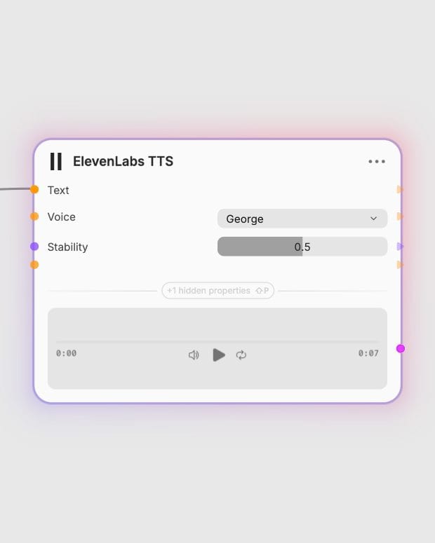 ElevenLabs TTS: Generate expressive audio. Real local Fuser canvas capture.