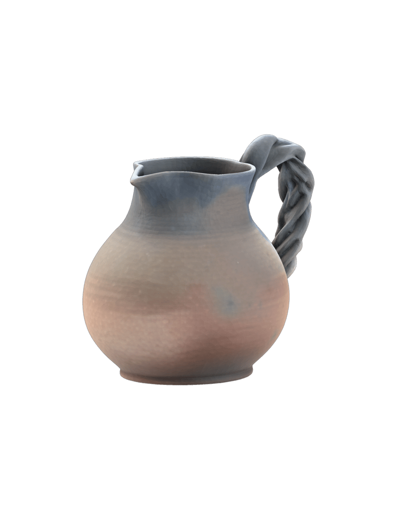 SAM 3D ceramic pitcher reconstruction with a twisted handle