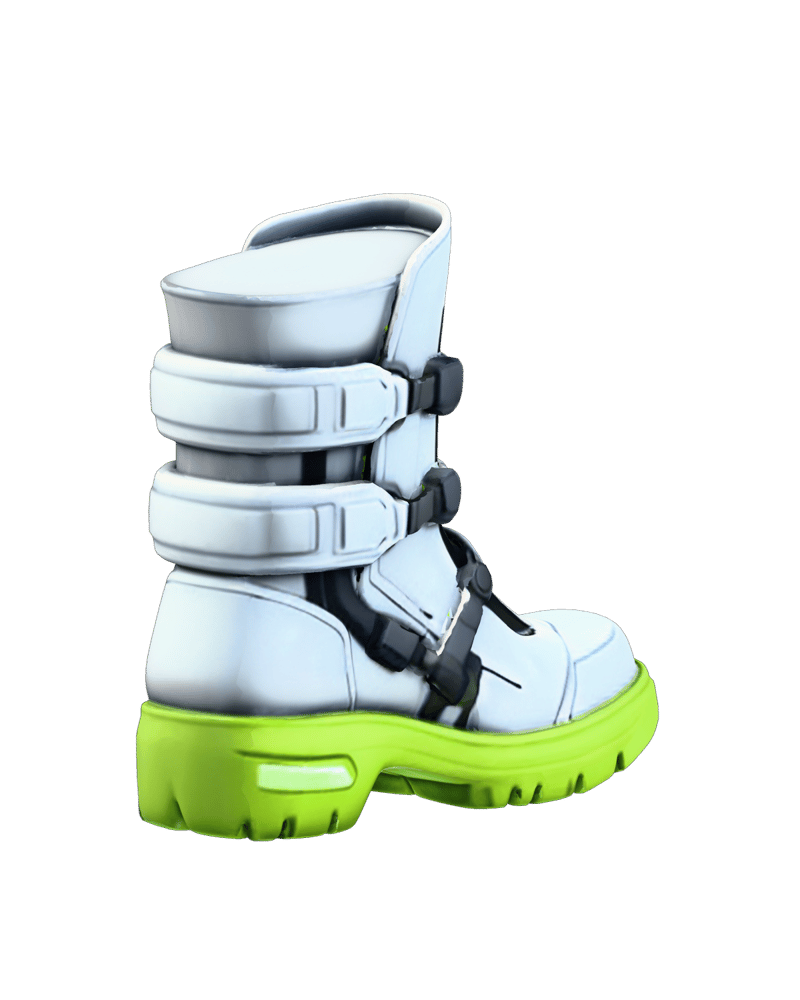 White and lime futuristic boot reconstructed with Hunyuan3D Multiview