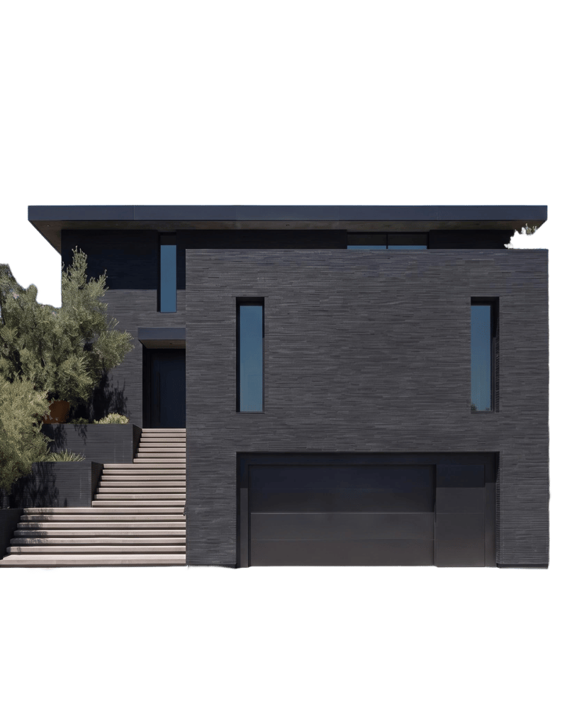 Clean house cutout with preserved architectural geometry