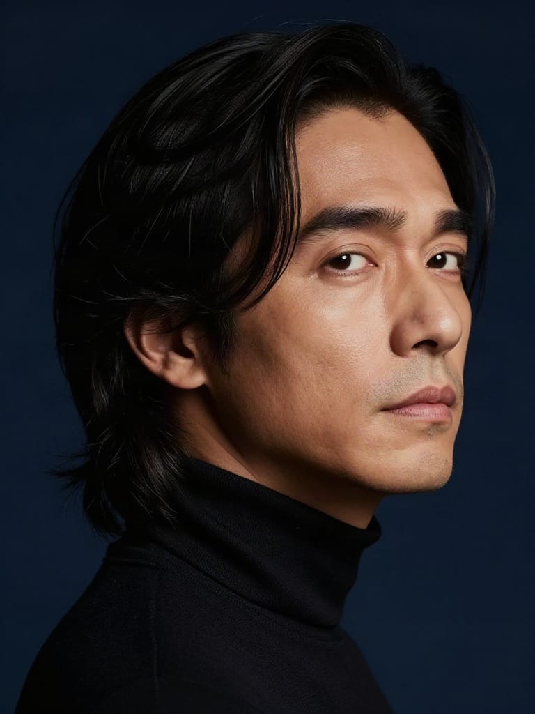 Skin Enhancer three-quarter portrait of a dark-haired man wearing a black turtleneck.