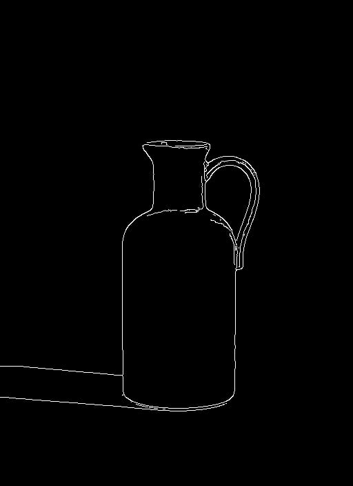Actual Canny edge map tracing a ceramic carafe and its loop handle.