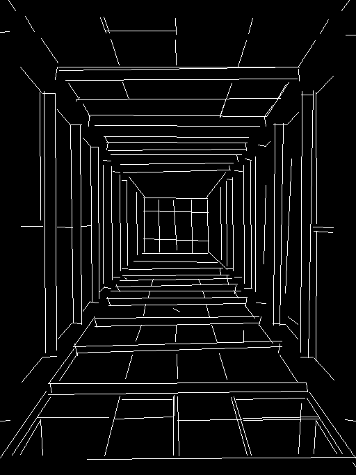MLSD straight-line map of an atrium with converging structural grids.