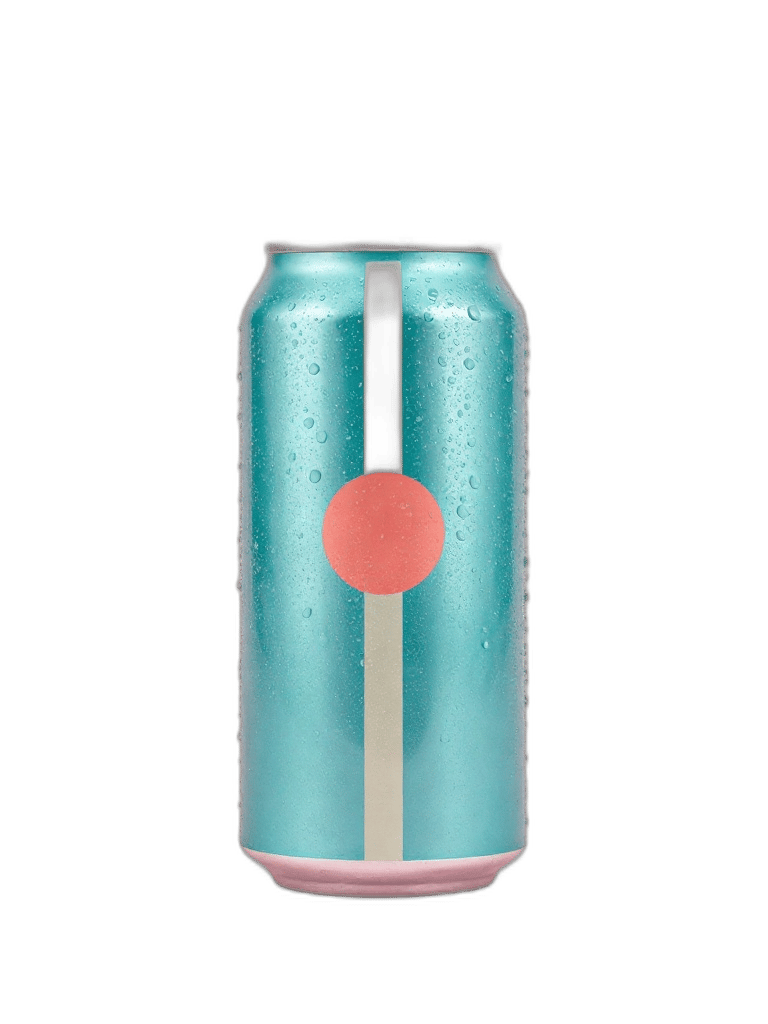 Turquoise beverage can with condensation isolated on transparent alpha.