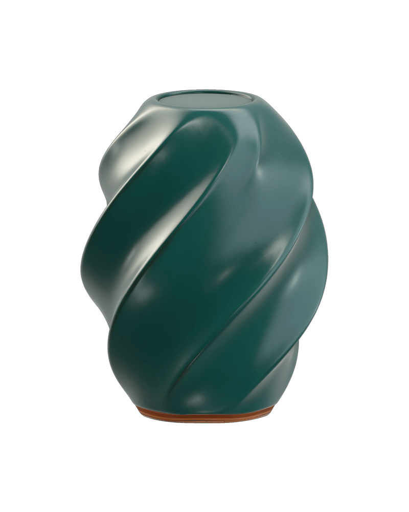 Twisted teal ceramic vase reconstructed from a reference image with Hunyuan3D V3.