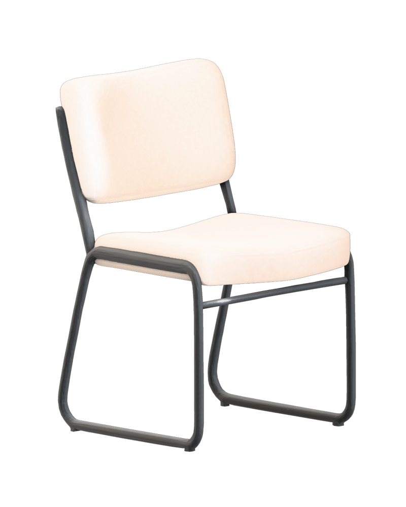 Textured chair reconstruction with a dark tubular frame