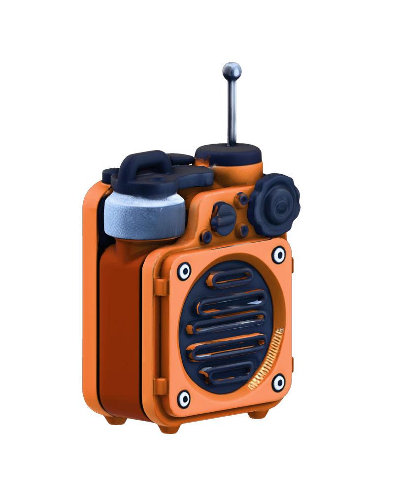 Orange portable radio reconstructed by Hunyuan3D Multiview