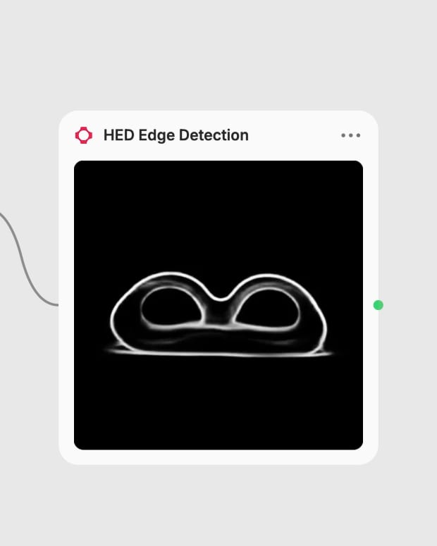 Completed soft-edge boundary map displayed in the actual HED Edge Detection node.