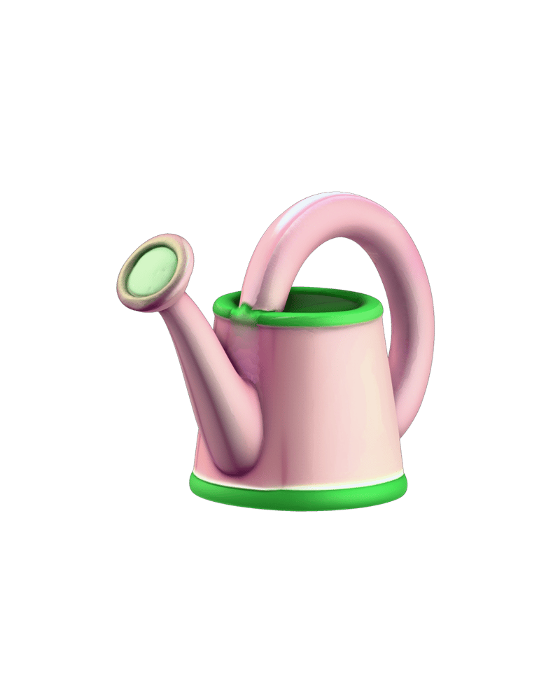 Pink and green watering can reconstructed from multiple views