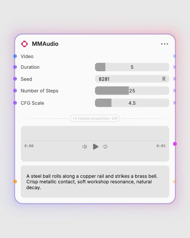 MMAudio: Adjust Acoustic Parameters. Real local Fuser canvas capture.