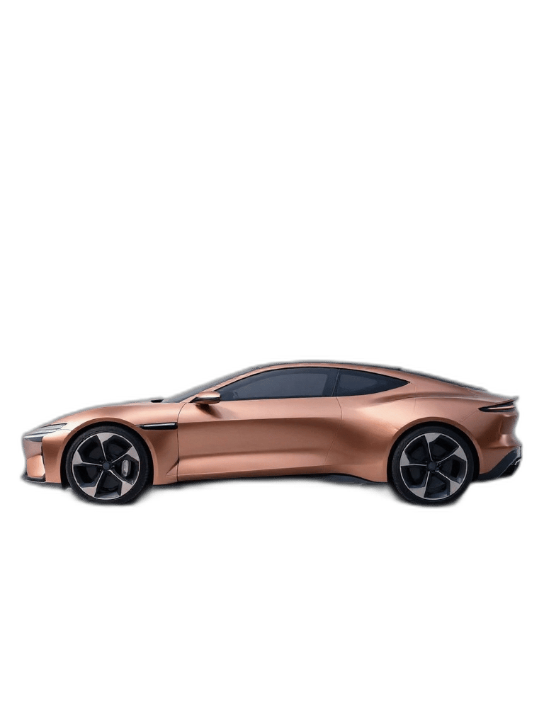 Copper concept coupe isolated with its metallic body and wheel contours intact.